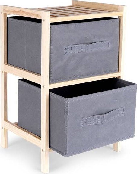 Vilde Szafka drewniana szara z dwoma szufladami 46 cm