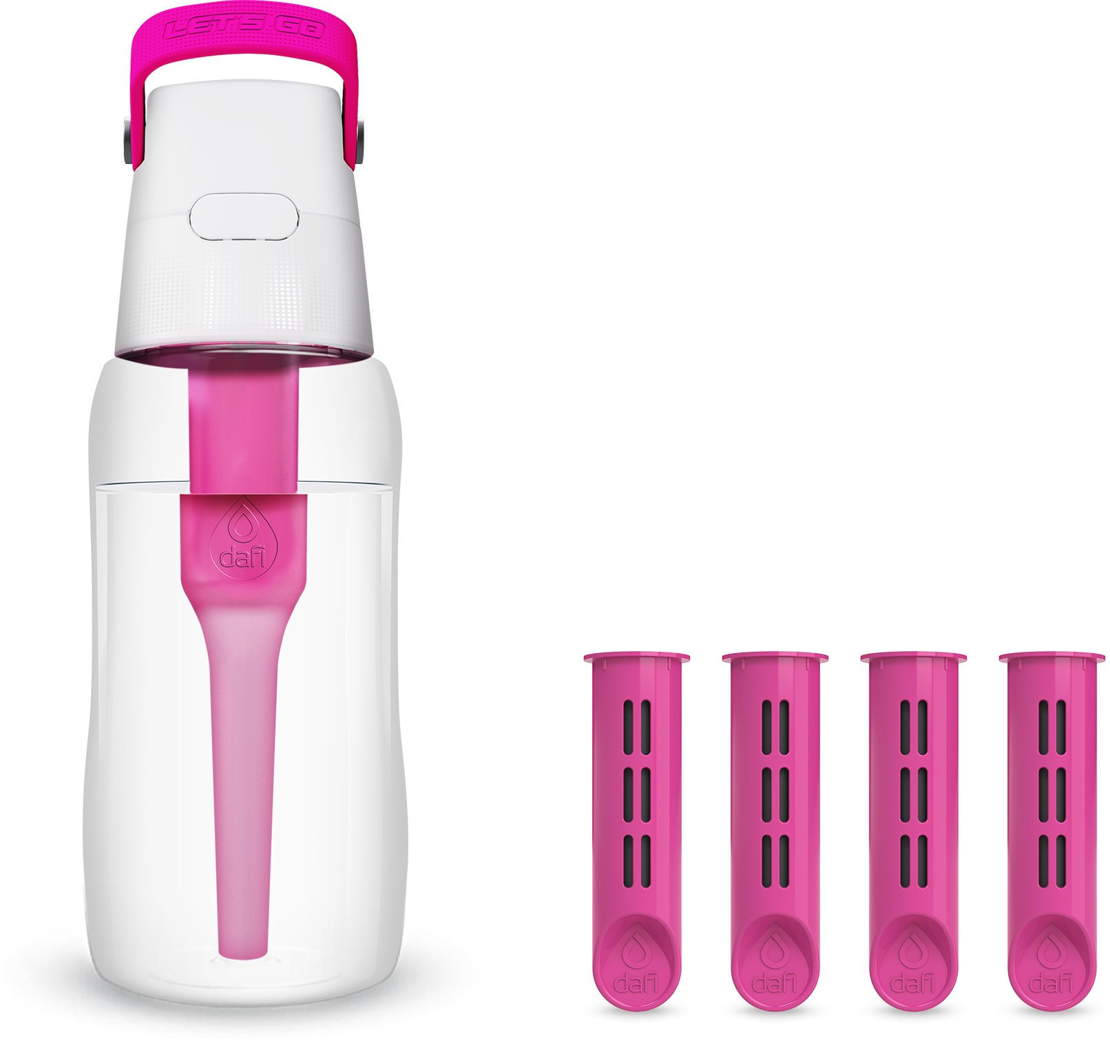 Butelka filtrująca Dafi SOLID 0,5 l flamingowa z 4 filtrami