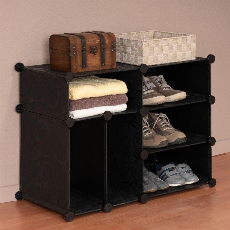 Divero Czarny regał LOW - system wtykowy