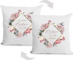 Koszulkowy Dzień dobry, dobranoc, kocham cię - dwustronna poduszka z nadrukiem