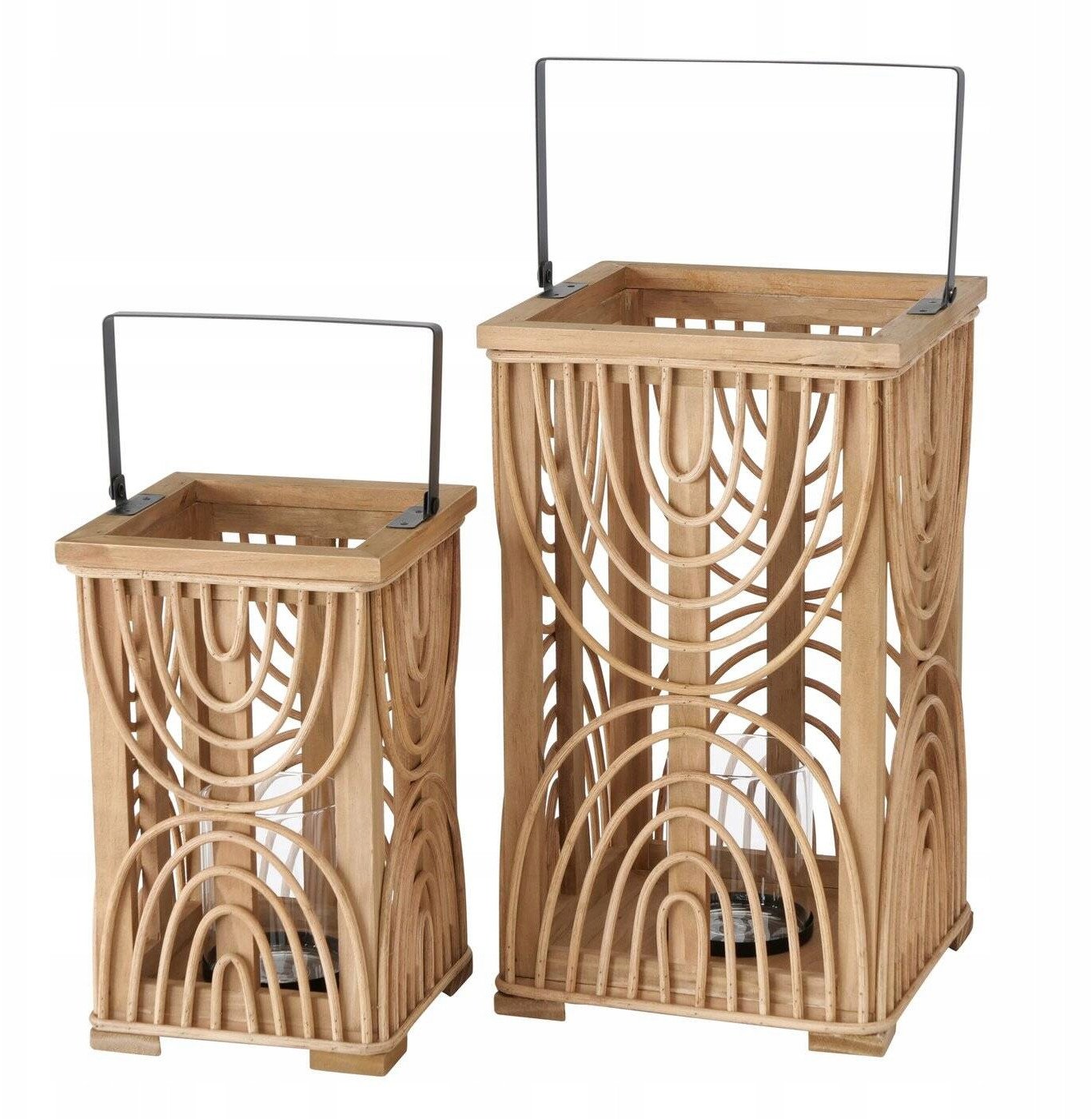 Lampion z drewna RAIMO, 2 sztuki