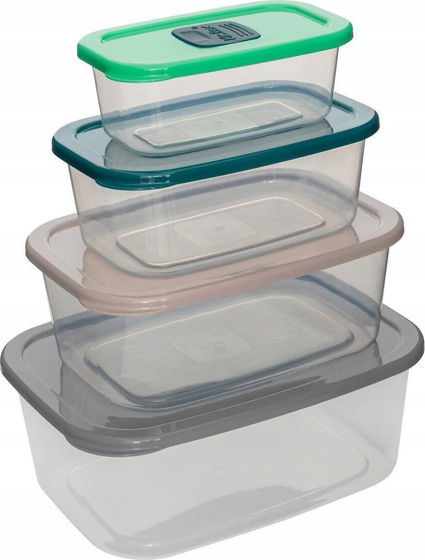 5five Pojemniki na żywność zamykane na klik RECT, 4 sztuki