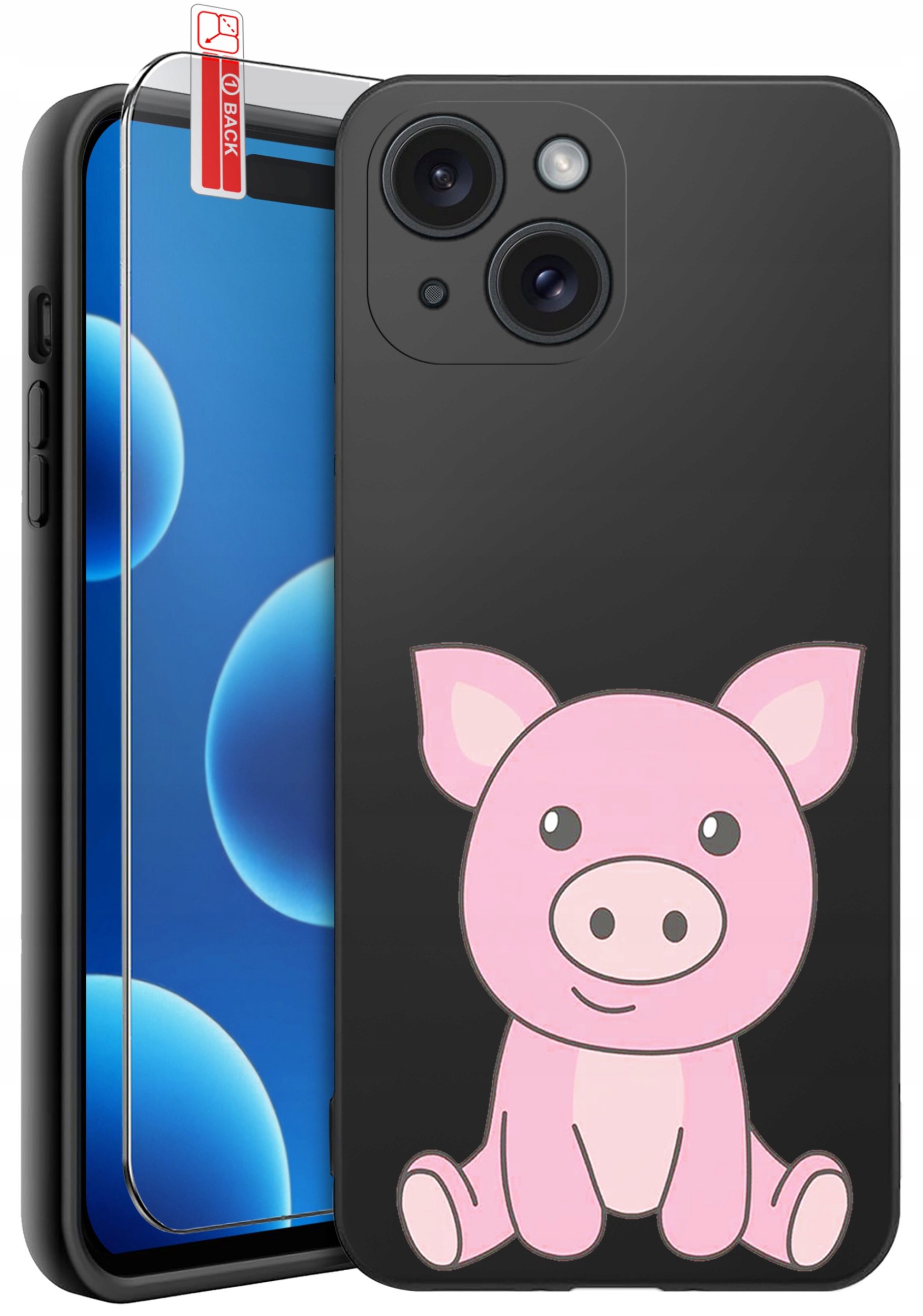 ETUI do iPhone 15 | WZORY | SILIKONOWE MATT CASE + SZKŁO 9H