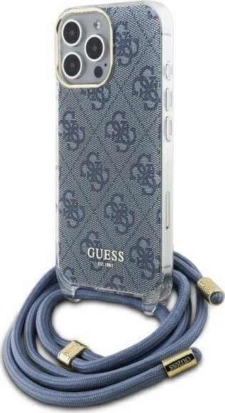 Guess Guess GUHCP16LHC4SEB iPhone 16 Pro 6.3" niebieski/blue hardcase Crossbody Cord 4G Print