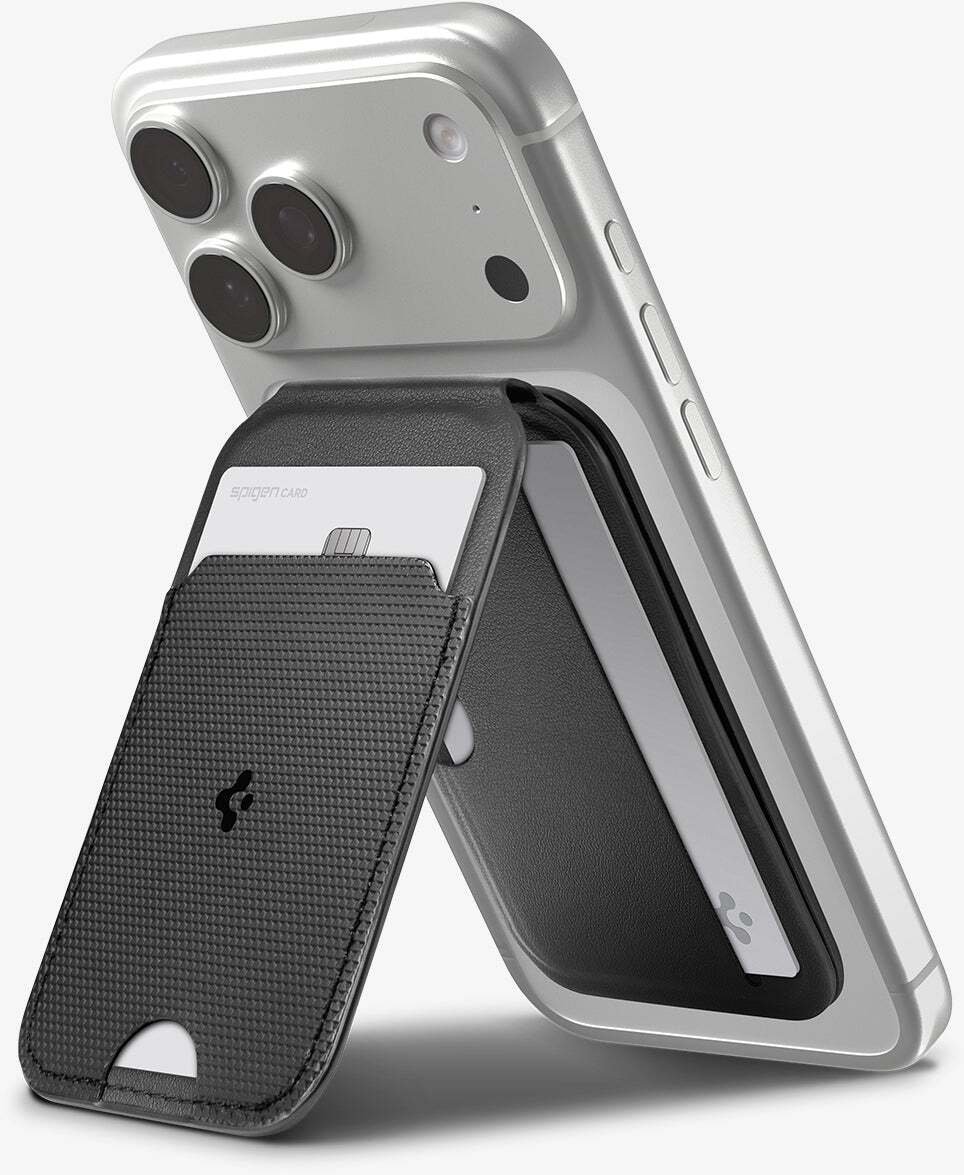 Spigen S314-2 SLIM FOLD TRIPOD MAGSAFE UNIVERSAL MAGNETIC CARD HOLDER BLACK