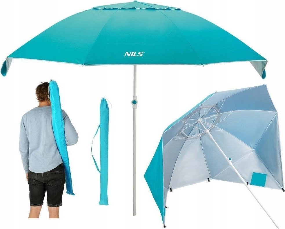 Nils Extreme NC7822 TURKUSOWY PARASOL PLAŻOWY XL 220 CM NILS