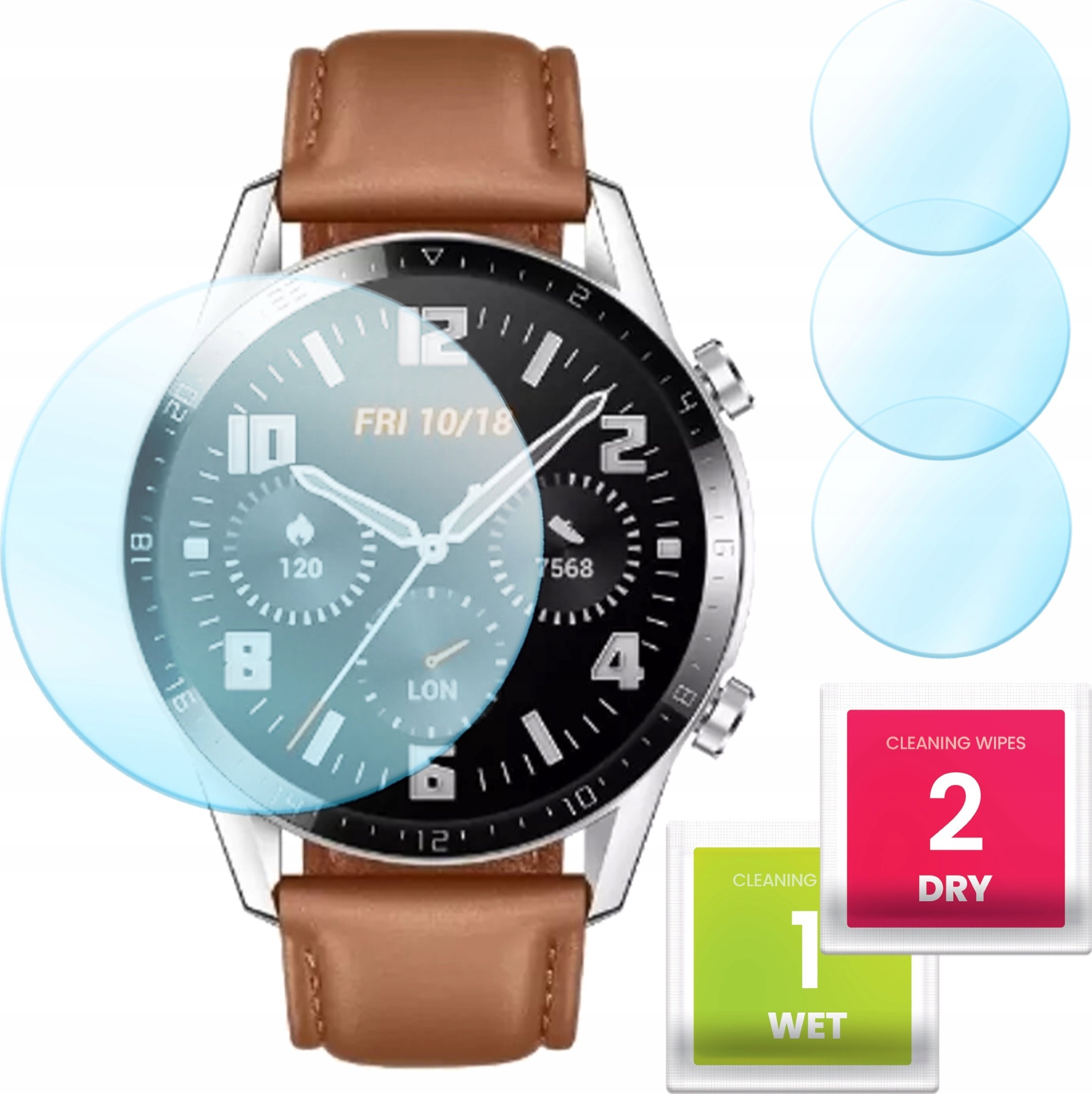 Hello Case 3-PAK Szkło Hybrydowe do Huawei Watch GT 2 (46 mm) (Ochronne, Szkiełko)