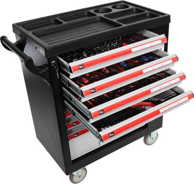 Wózek narzędziowy Pro-Line 2 półki 7 szuflad z wyposażeniem (33129)