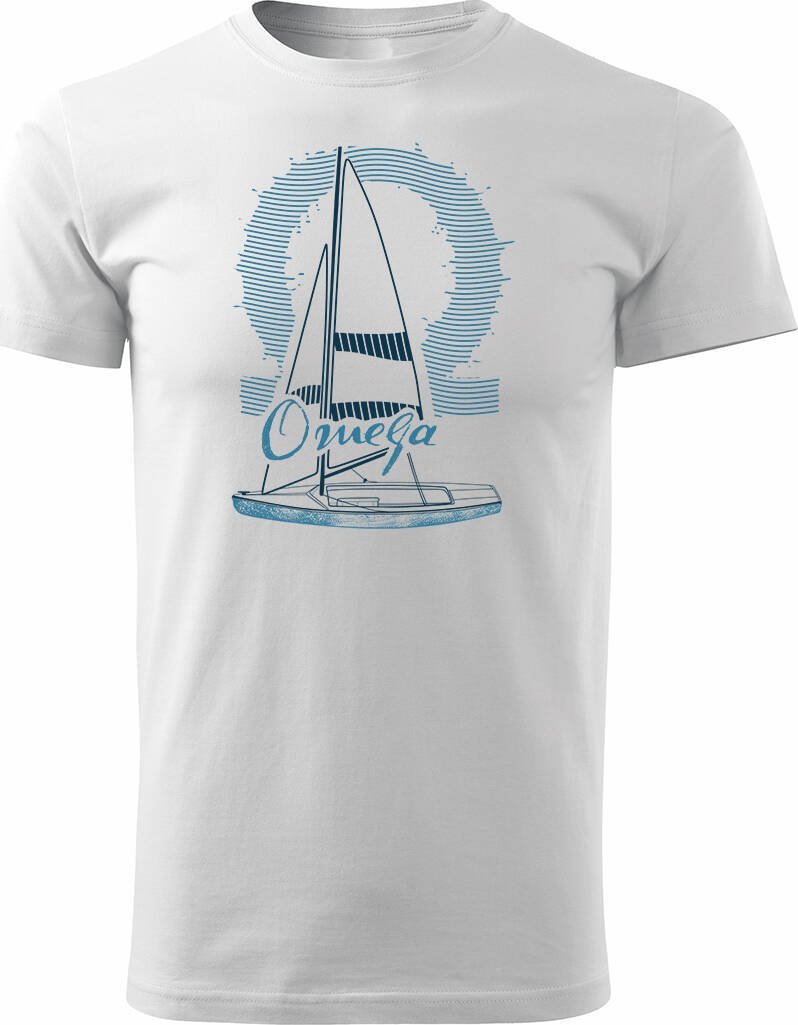 Topslang Koszulka żeglarska dla żeglarza z jachtem żaglówką sailing jacht omega męska biała REGULAR XXL