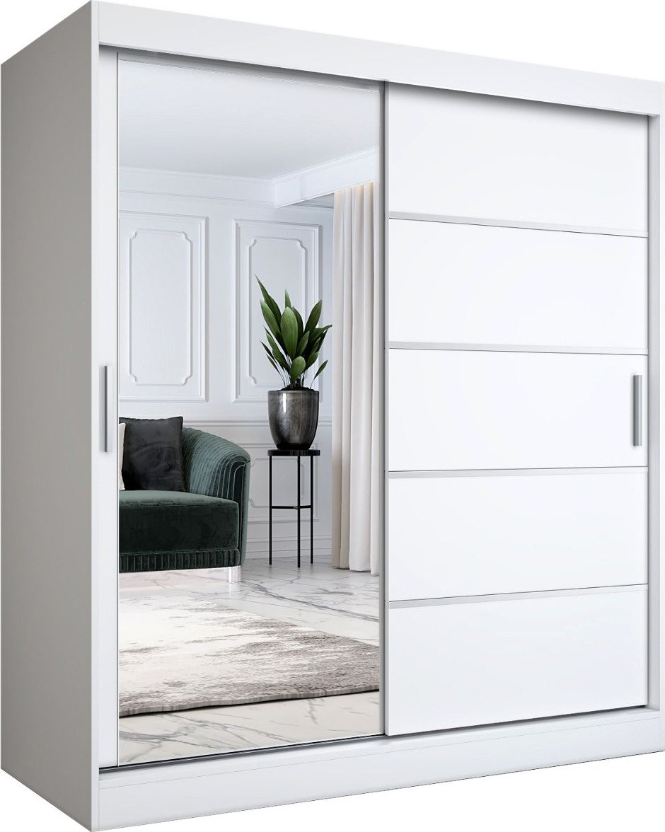 MKPOL Szafa przesuwna MODUO COMFORT 3 180 biała mat z lustrem