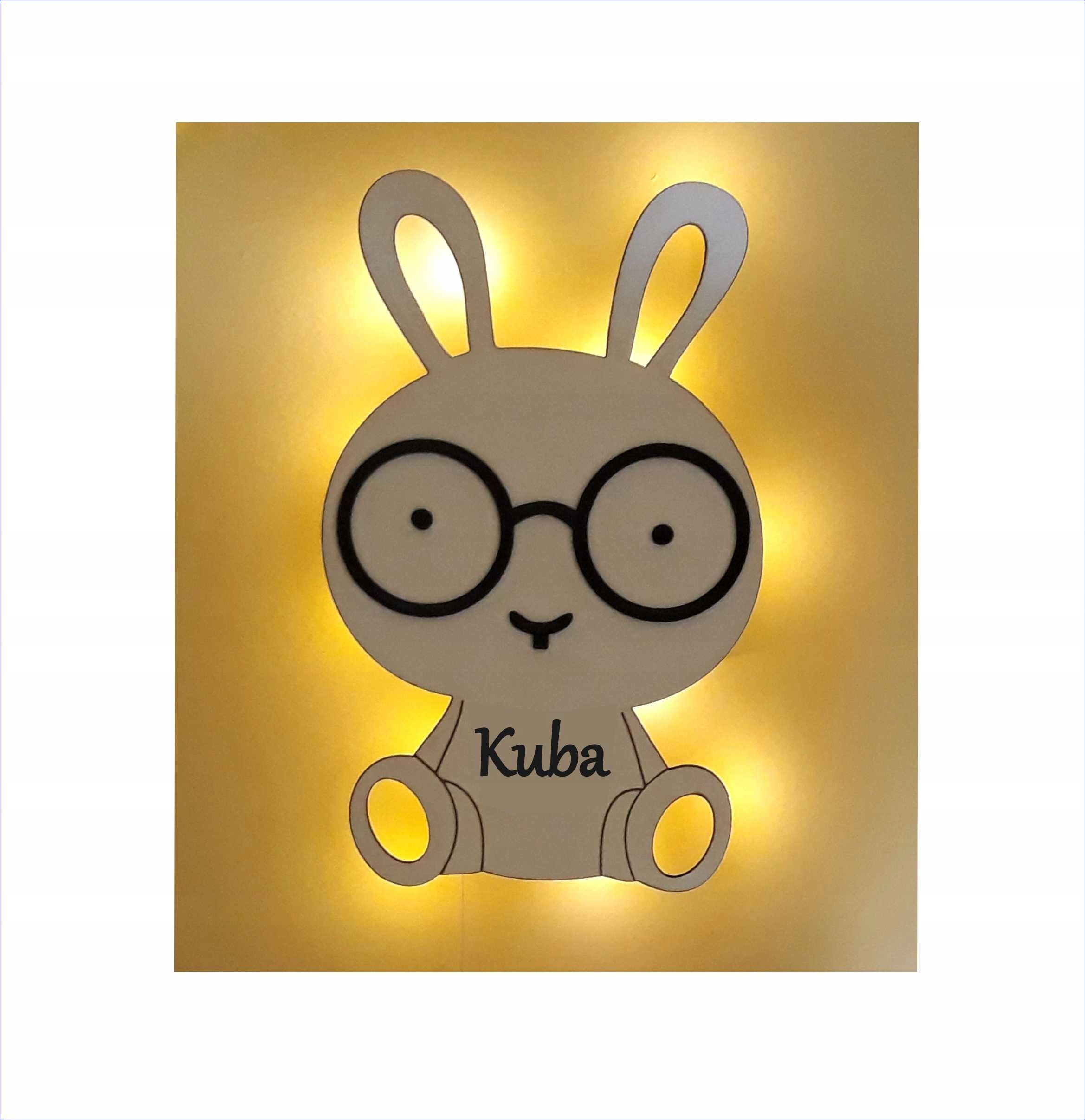 naSciane Lampka nocna dla dzieci królik okularnik +imię