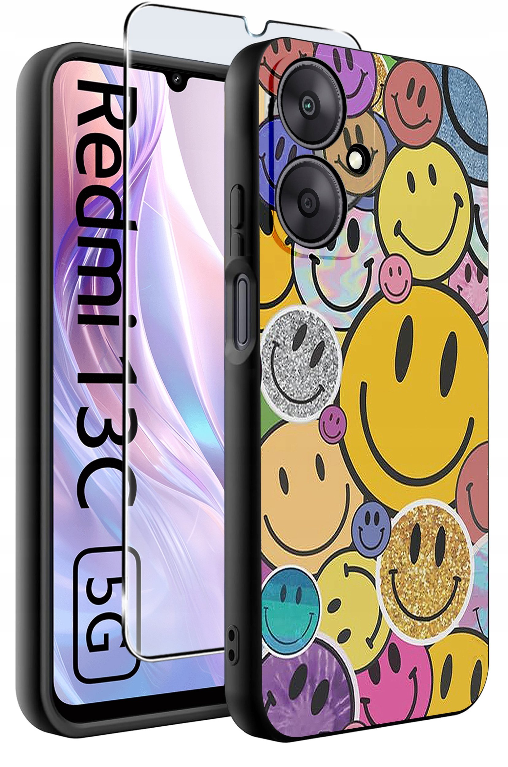 ETUI do Xiaomi Redmi 13C 5G WZORY |SILIKONOWE MATT CASE +SZKŁO HARTOWANE 9H