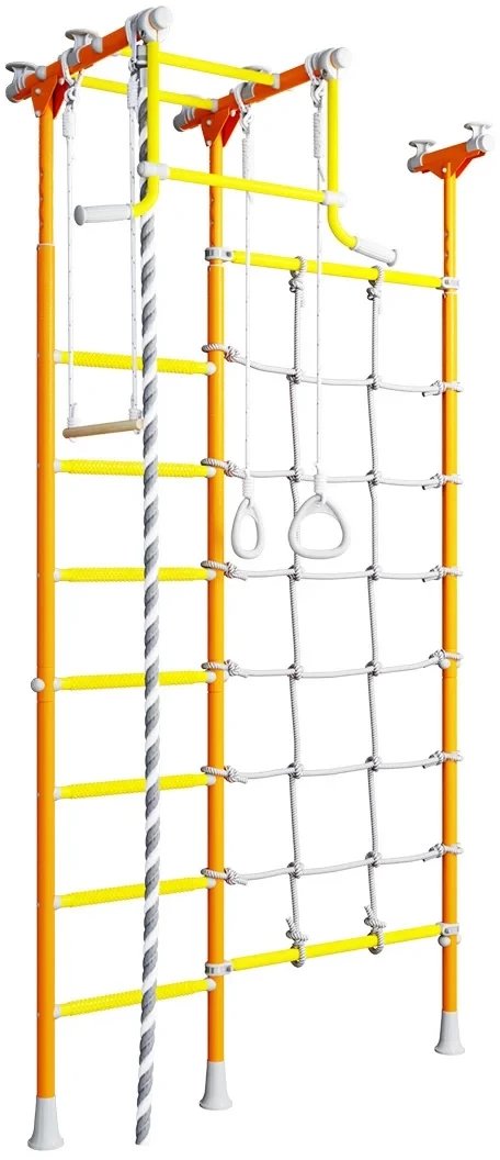 Drabinka gimnastyczna MERKURY żółto-pomarańczowa + drążek | do 100 kg