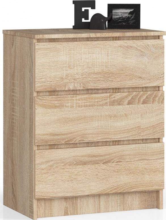 Fabryka Mebli Akord KOMODA K 60 cm 3 SZUFLADY DĄB SONOMA