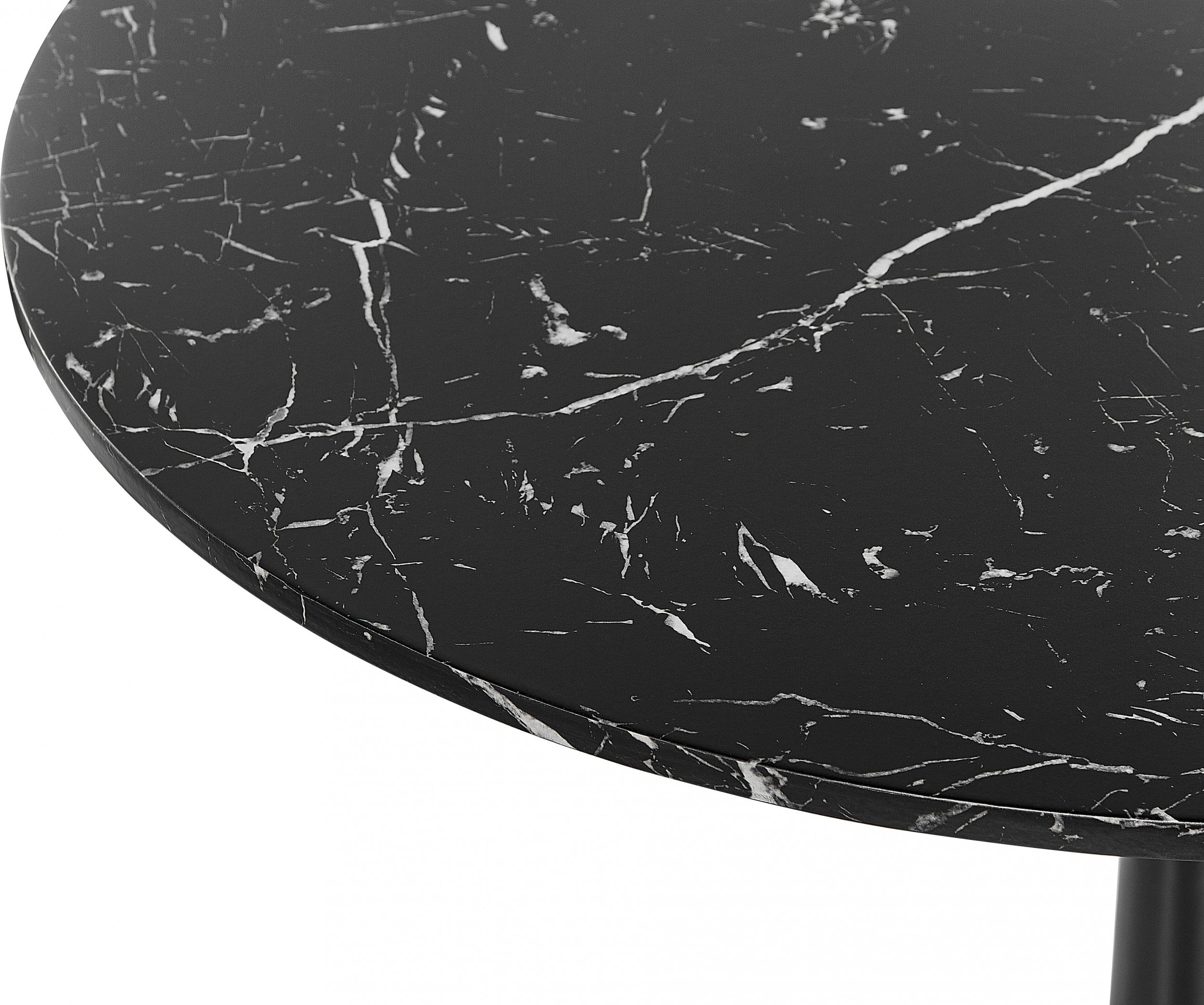 Beliani Stół do jadalni okrągły 90 cm efekt marmuru czarny BOCA