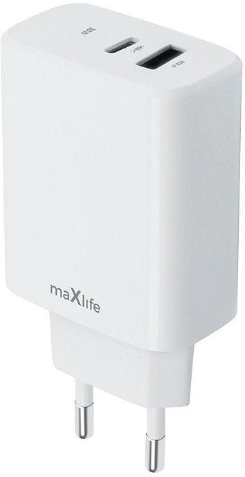 Maxlife ładowarka sieciowa PD QC MXTC-10-30AC 1x USB-C 1x USB 30W biała