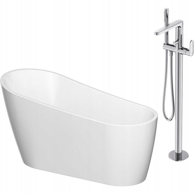 Wanna Cersanit SET B721: Wanna wolnostojąca owalna ZEN 167x72 z baterią wolnostojącą INVERTO chrom (S601-140)