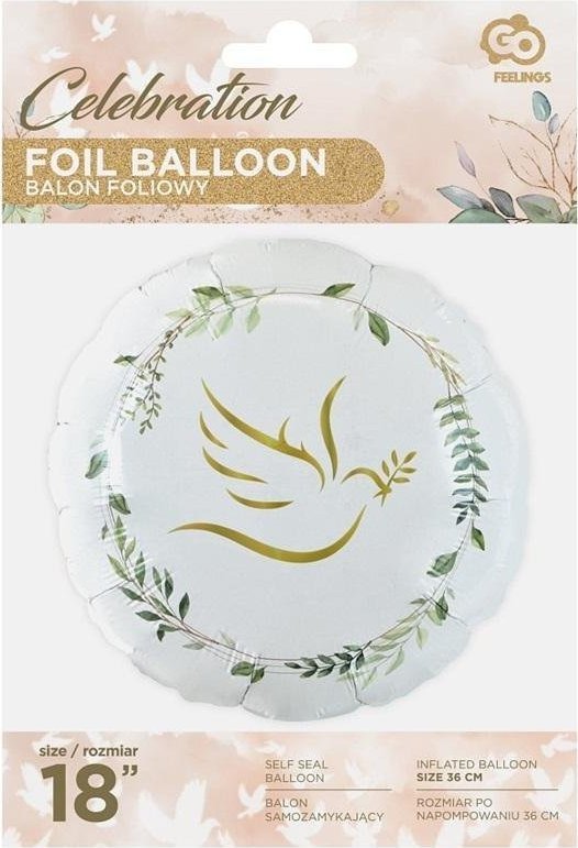 GoDan Balon foliowy Gołąbek z listkami okrągły