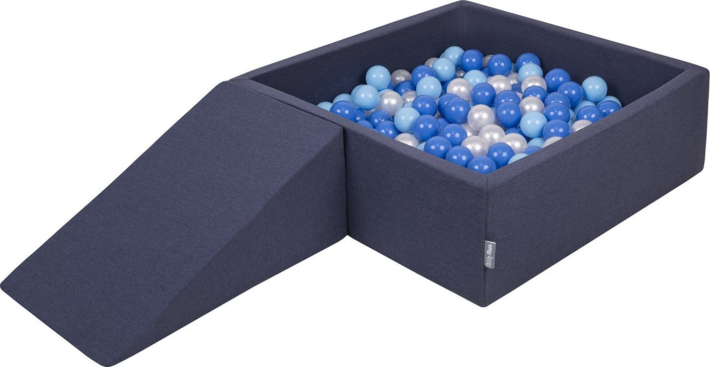 KiddyMoon KiddyMoon Piankowy plac zabaw PPZP-KW30D-112 z piłeczkami granatowy: babyblue-niebieski-perła basen 100/klin L Zabawka plac zabaw