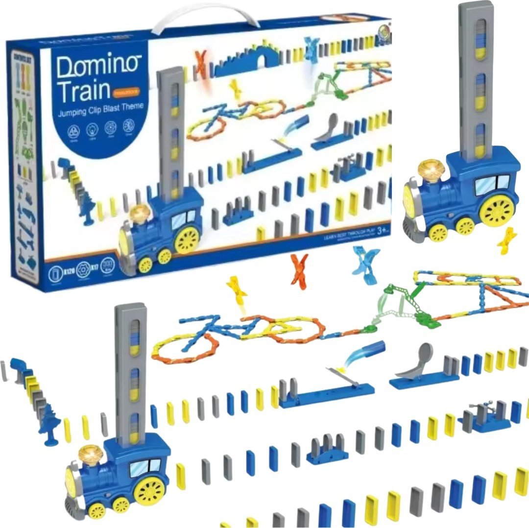 ProNice Pociąg Lokomotywa Kolejka Układająca Domino Zabawka Klocki Gra Dla Dzieci