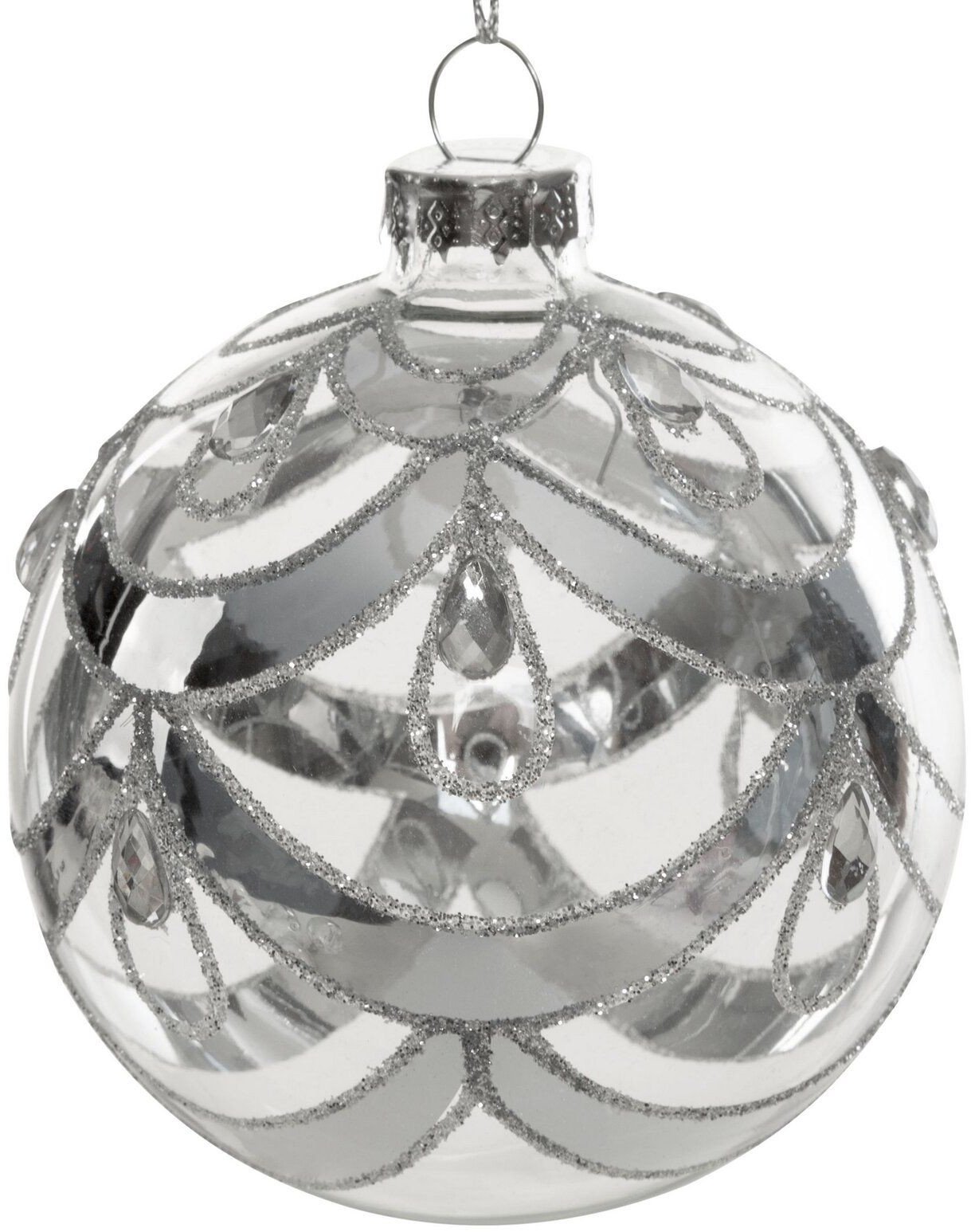 Zestaw 4 szklanych bombek srebrny 8 cm elegancka dekoracja