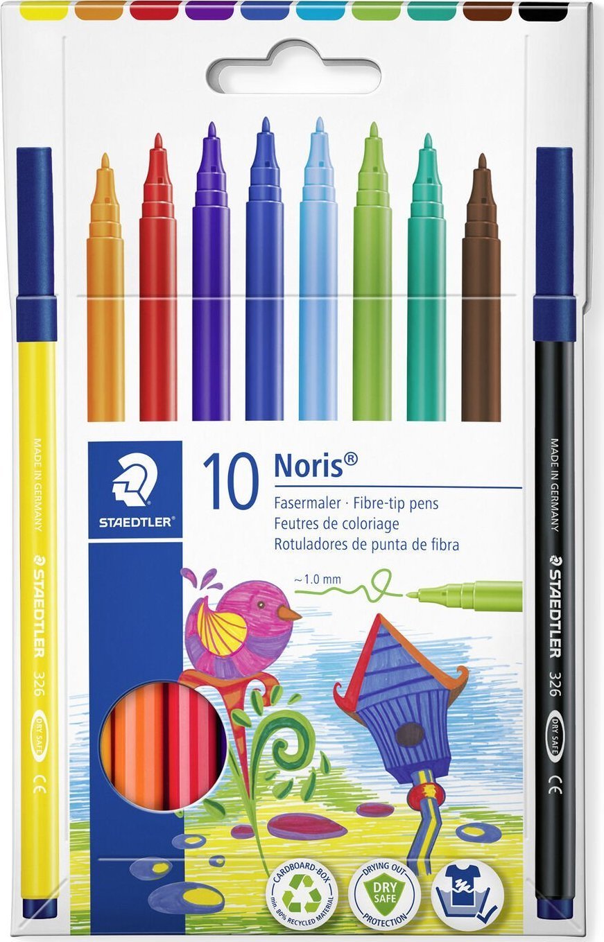 Staedtler Flamastry Noris zestaw 10 w kartonowym etui 1mm retail