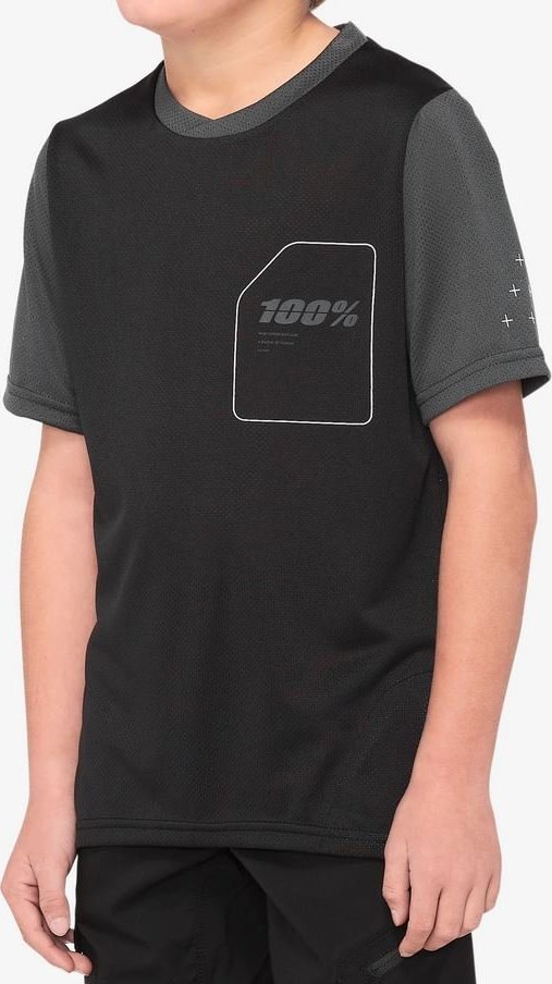 100% Koszulka juniorska 100% RIDECAMP Youth Jersey krótki rękaw black charcoal roz. L (NEW 2021)