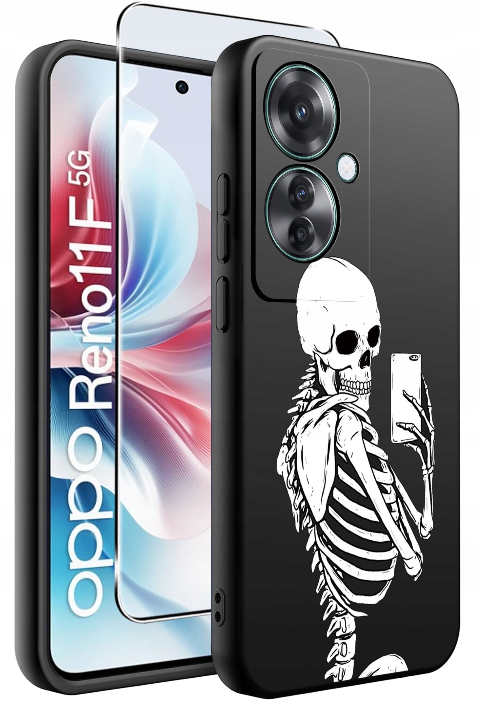 ETUI do Oppo Reno11 F 5G WZORY | SILIKONOWE MATT CASE + SZKŁO HARTOWANE 9H