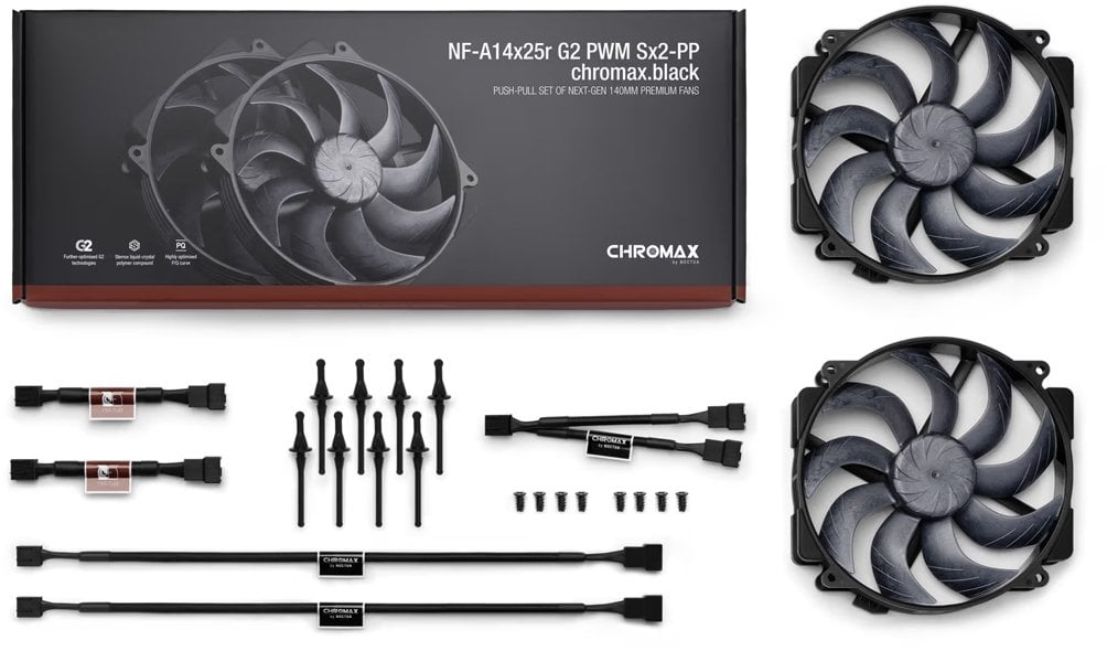 Wentylator Noctua NF-A14x25r G2 PWM Sx2-PP chromax.black Wentylator obudowy 140 mm