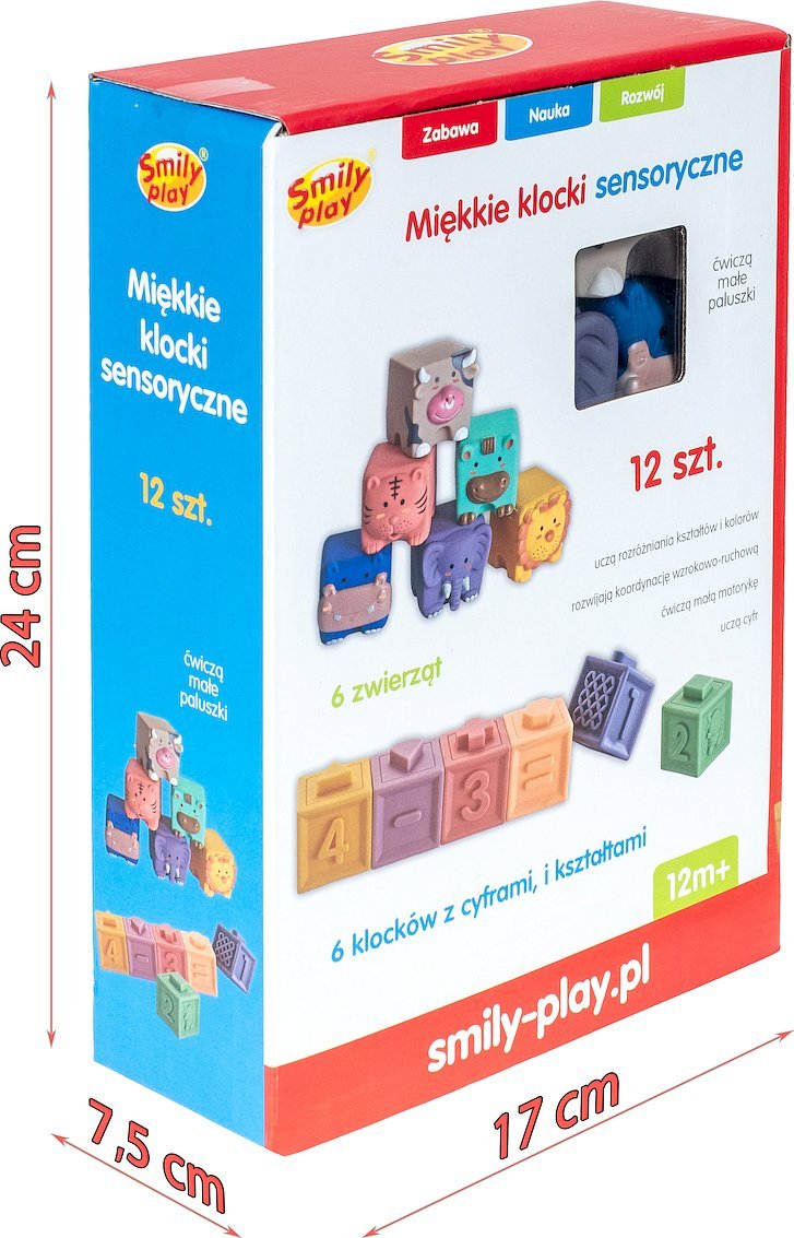 Smily Play Miękkie klocki sensoryczne 12 sztuk