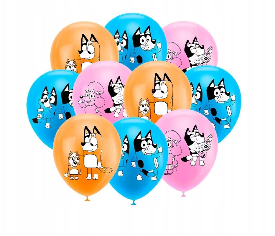 Balony Bluey i Bingo na Urodziny 10 szt.
