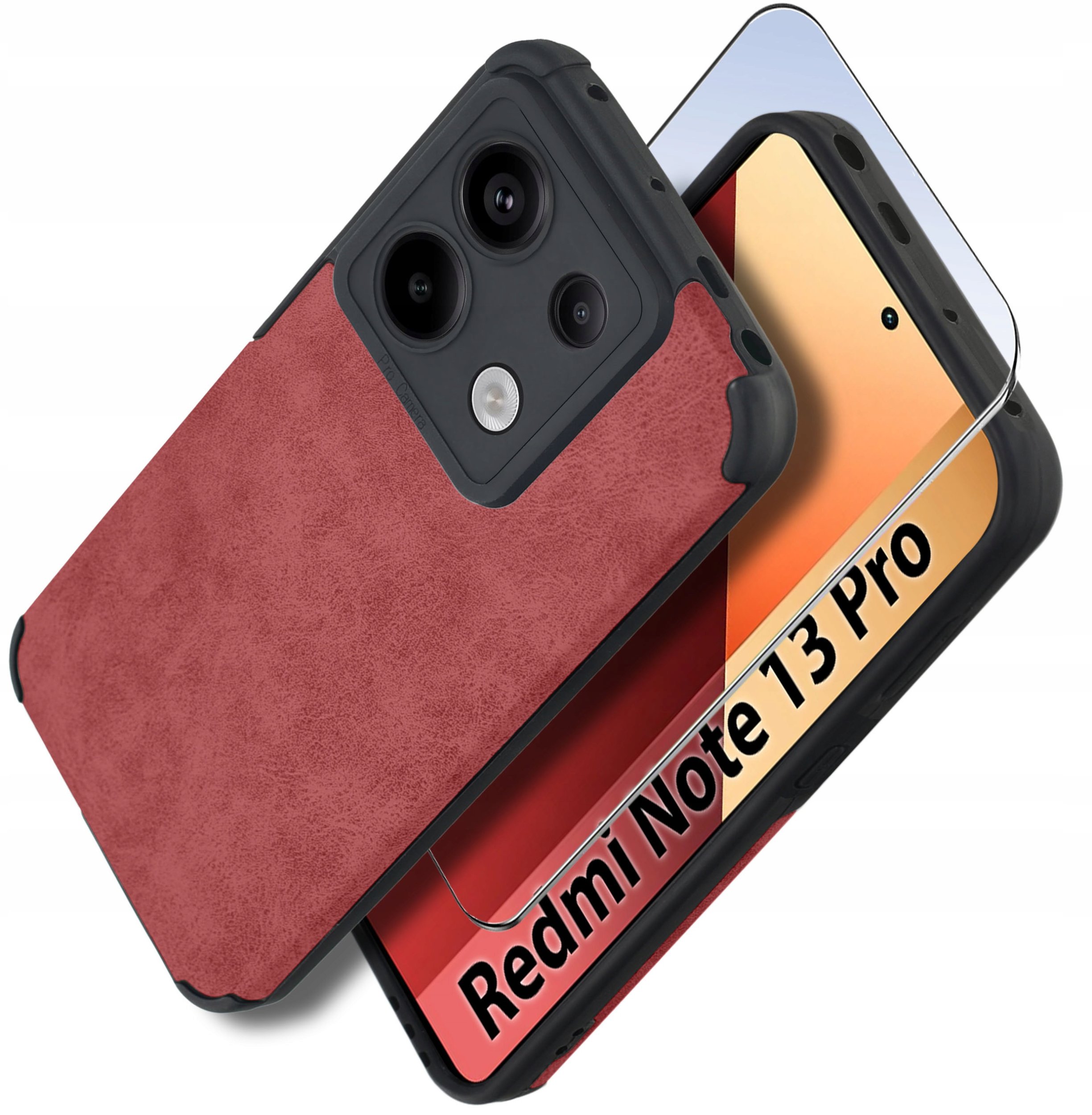 Etui do Xiaomi Redmi Note 13 Pro 4G silikonowe SKÓRZANE VINTAGE + Szkło 9H