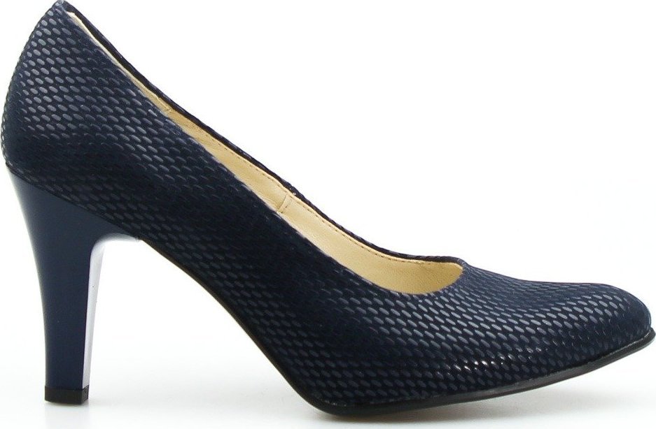 Basieńka Szpilki zamszowe z wzorem granatowe Basieńka-35