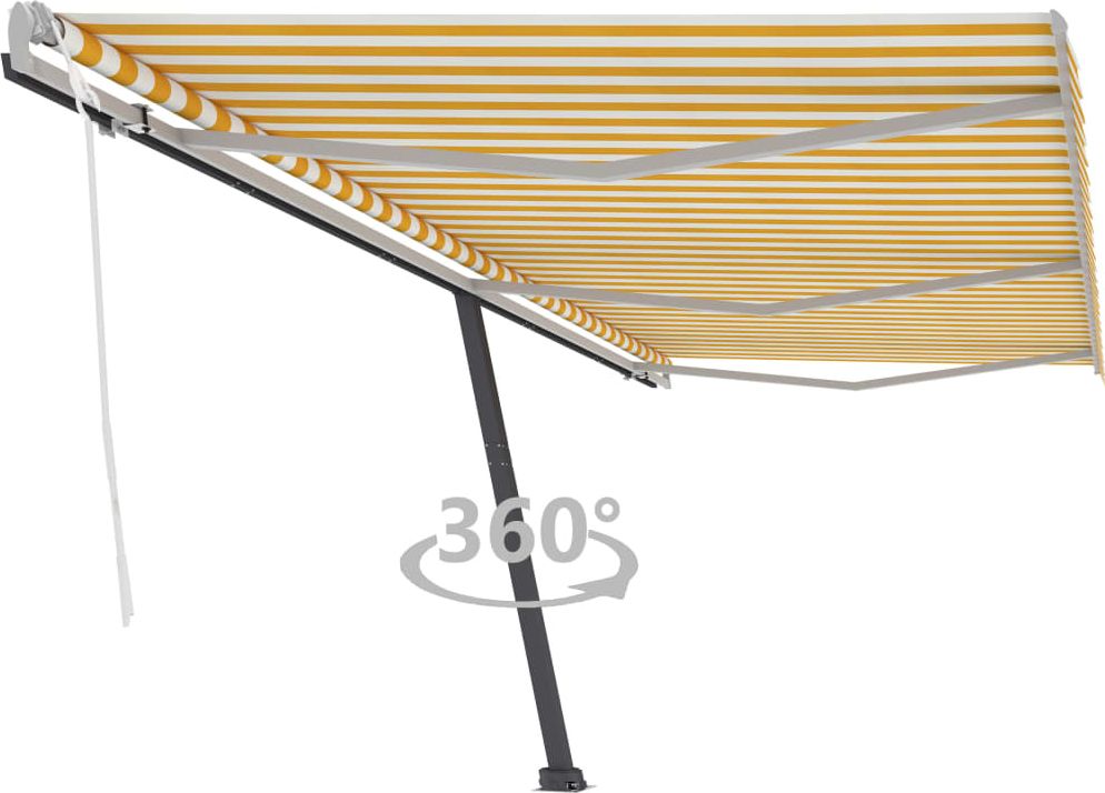 vidaXL Wolnostojąca, ręcznie zwijana markiza, 600x350 cm, żółto-biała