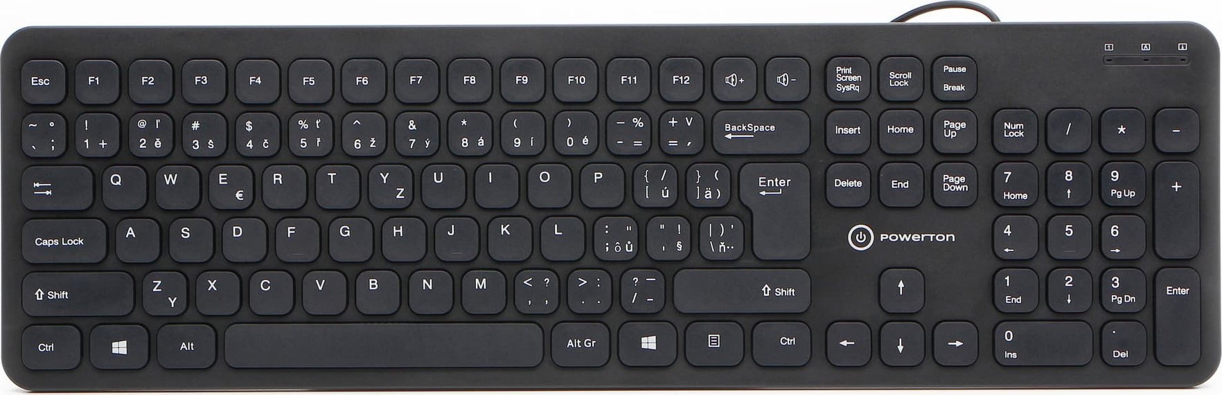 Powerton Powerton WPK102, klawiatura Slim CZ/SK, klasyczna, przewodowa (USB), czarna, cicha