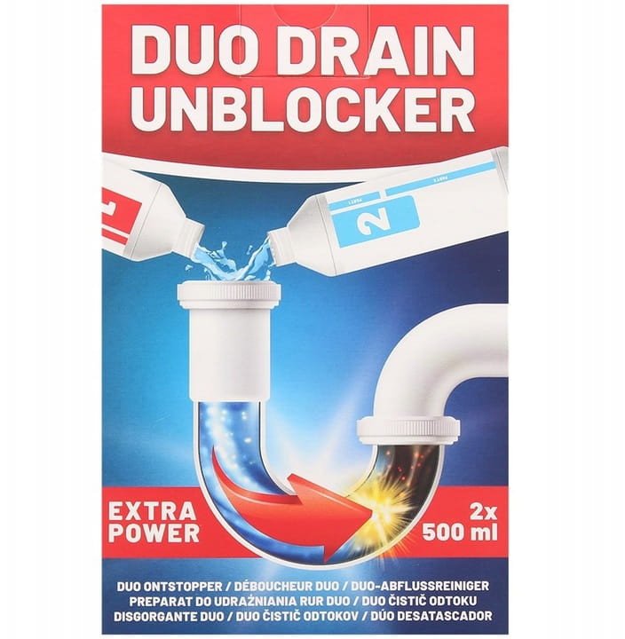 Podwójny udrażniacz do rur ŻEL 2x500ml Kuchnia Łazienka Zator Włosy kret
