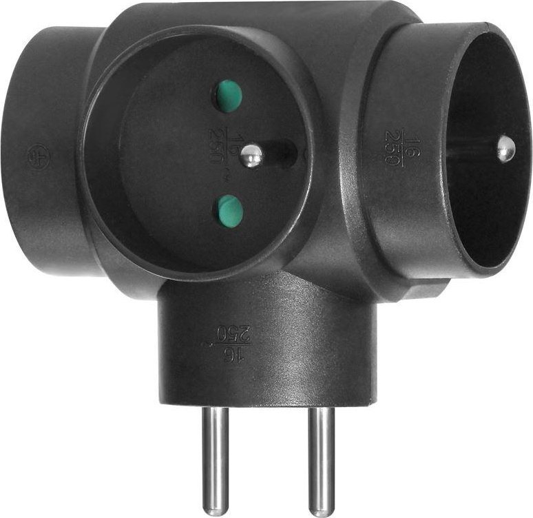 Orno Rozgałęźnik 3x2P+Z czarny OR-AE-13184/B