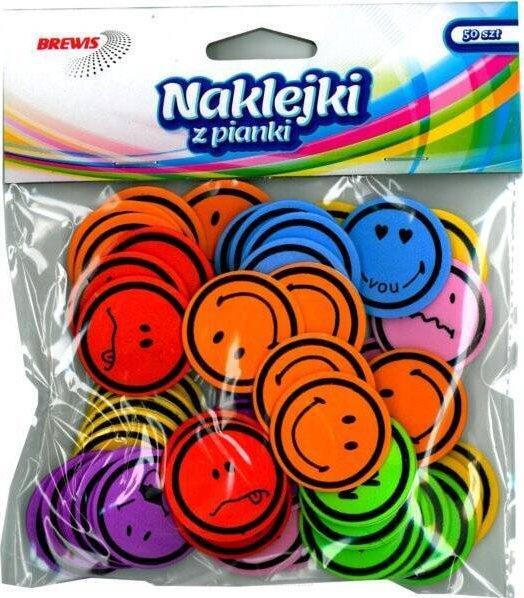 BREWIS Naklejki z pianki uśmiechy 50szt