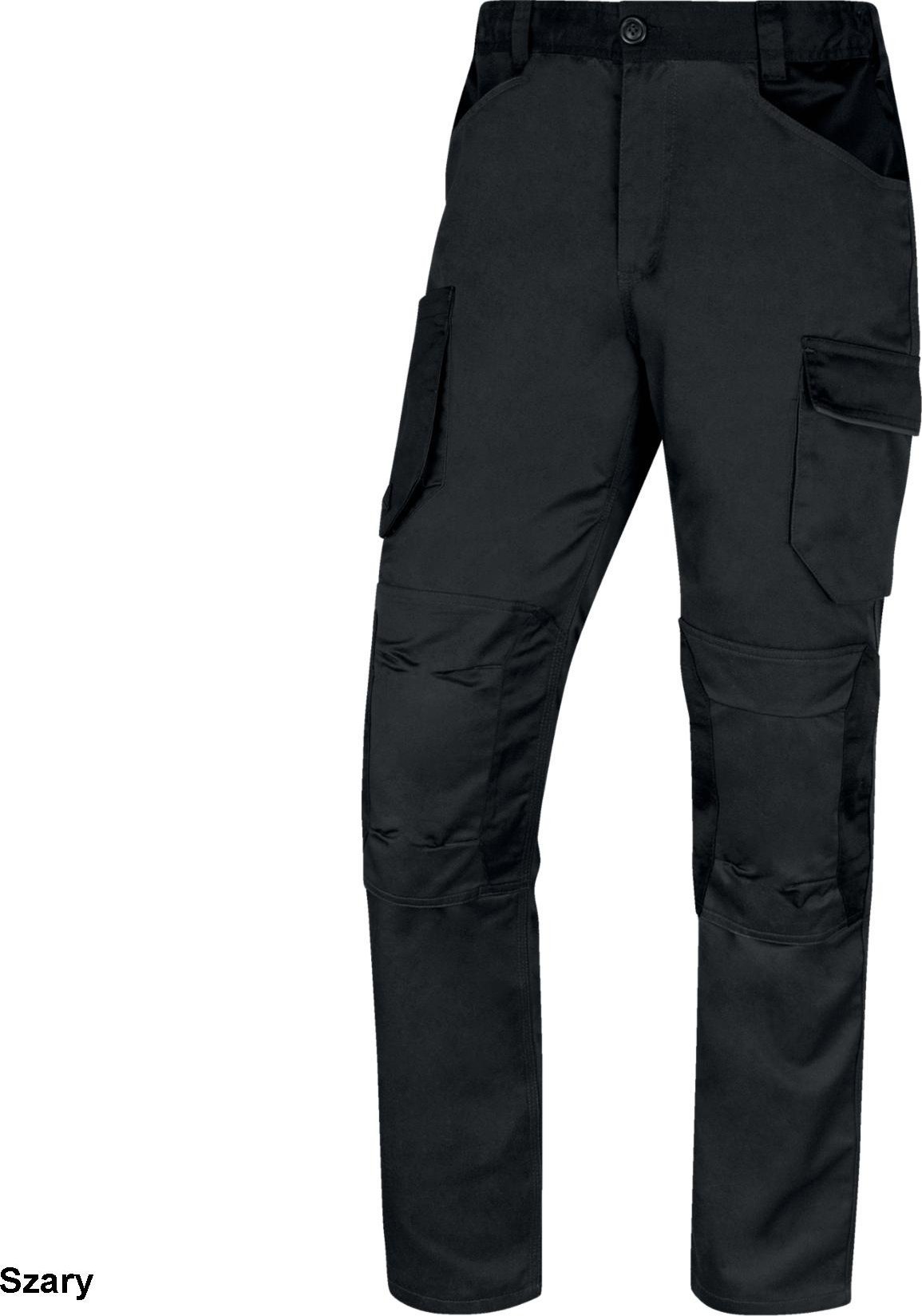 Delta Plus M2LPA3 - spodnie robocze MACH2 regular gumka w talii po bokach kolana wstępnie uformowane 7 kieszeni 1 na miarkę serża: 65% poliester 35%