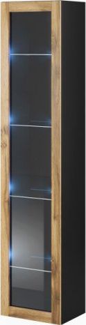 Cama Meble Witryna VIGO szkło'180' 180/40/30 czarny/dąb wotan