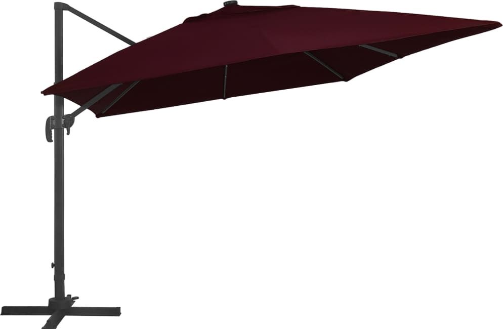 vidaXL Parasol wiszący z LED, bordowy, 400x300 cm