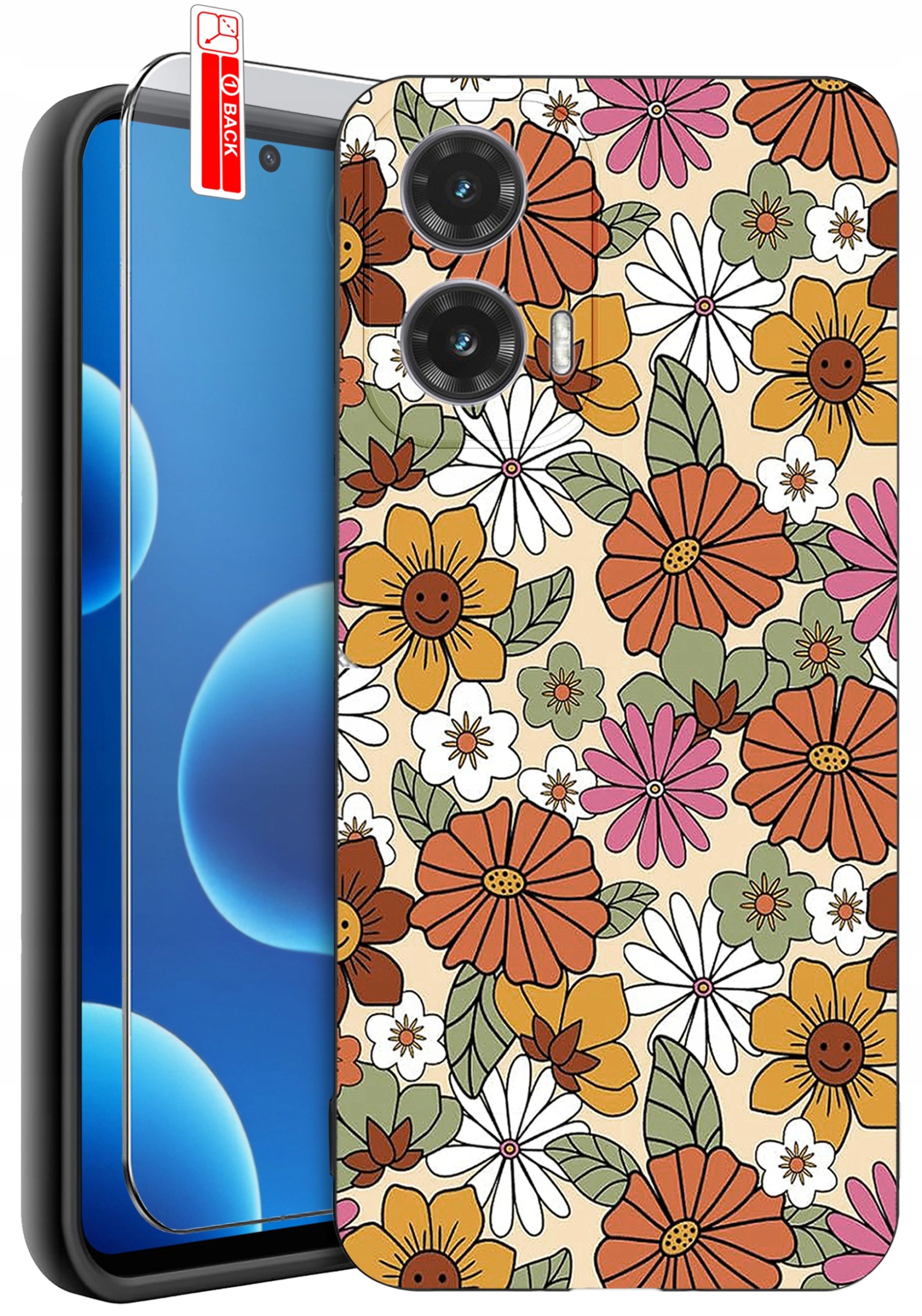 ETUI do Motorola Moto G45 5G | WZORY | SILIKONOWE MATT CASE + SZKŁO 9H