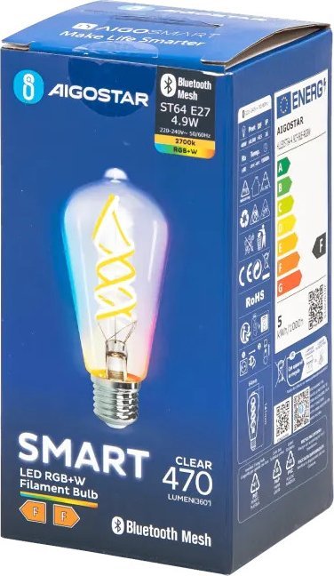 Aigostar Inteligentna żarówka Bluetooth Mesh ST64 4.9W RGBW E27 Inteligentna żarówka Bluetooth Mesh ST64 4.9W RGBW