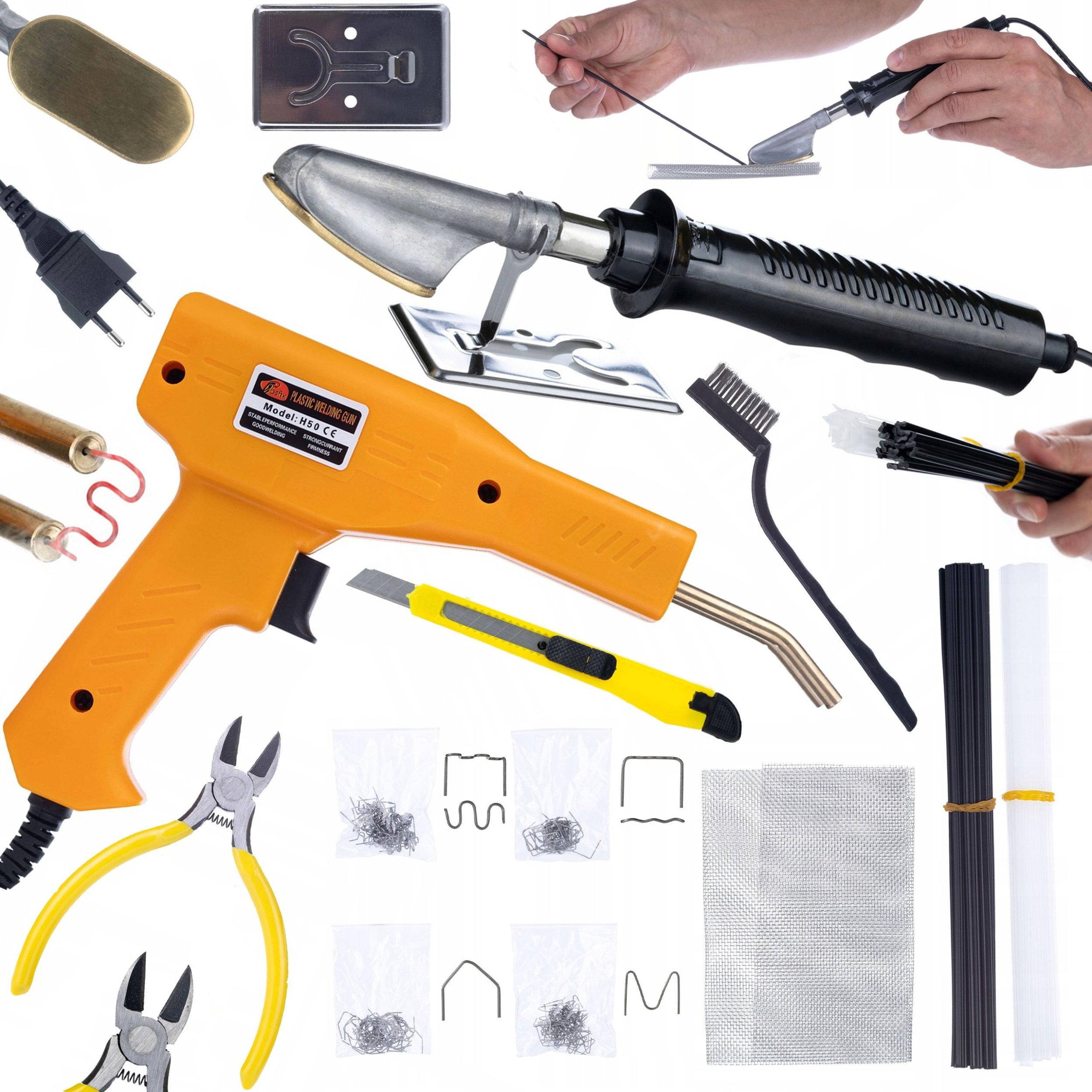 Rosfix ROSFIX LUTOWNICA ŻELAZKO DO PLASTIKU+ZSZYWACZ 200 ZSZYWEK ZESTAW AKCESORIÓW