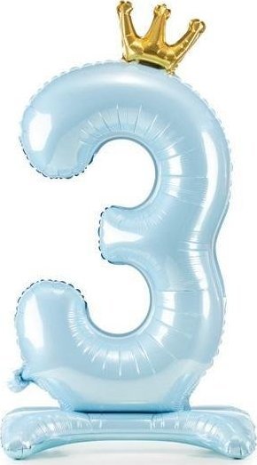 PartyDeco Stojący balon foliowy 3 84cm błękitny