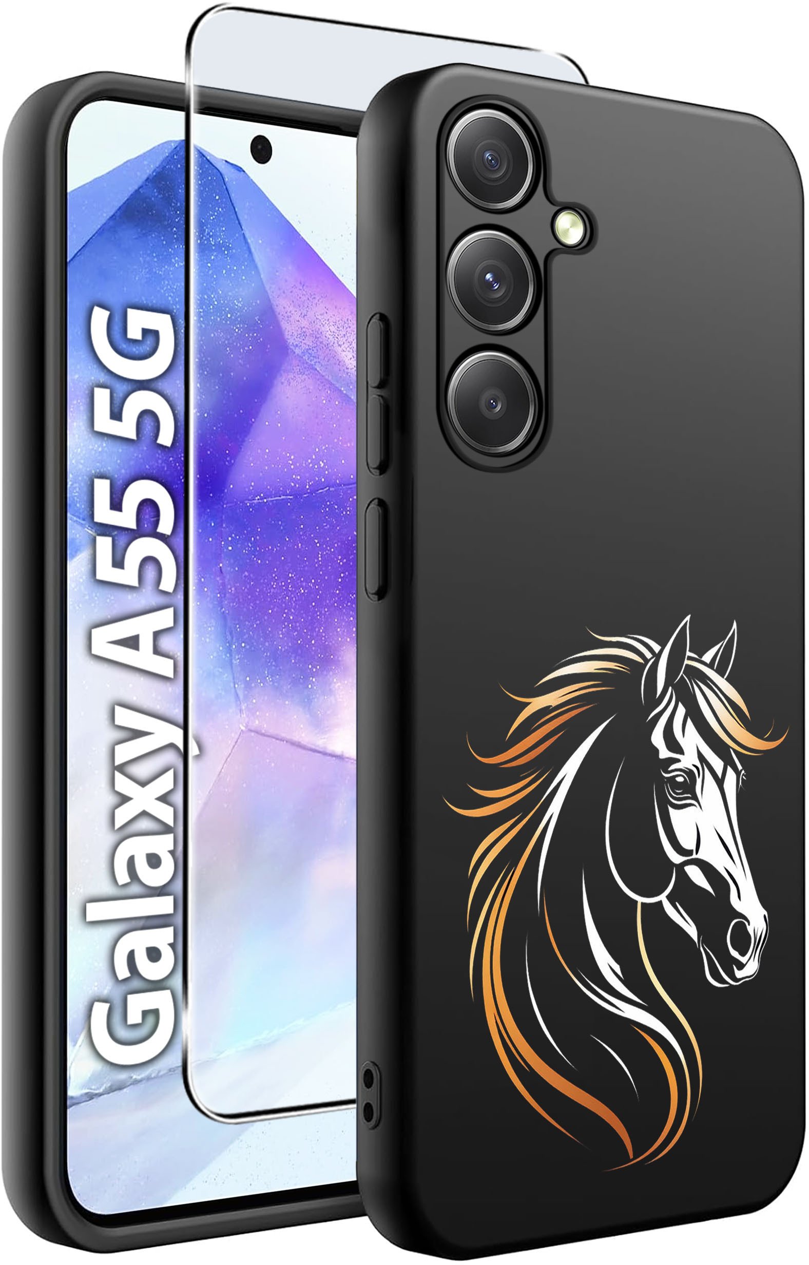 ETUI do Samsung A55 5G WZORY | SILIKONOWE MATT CASE + SZKŁO HARTOWANE 9H