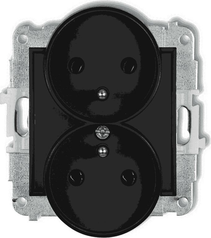 Karlik MINI Gniazdo podwójne z/u czarny mat 12MGPR-2z