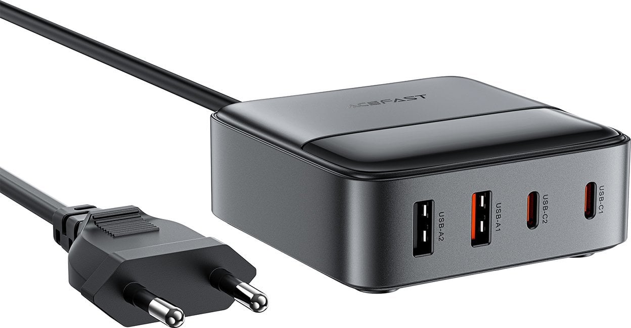 Ładowarka sieciowa stacja zasilania biurkowa Z6 GaN 2x USB-A 2x USB-C PD 65W - czarna Ładowarka sieciowa stacja zasilania biurkowa Z6 GaN 2x USB-A 2x