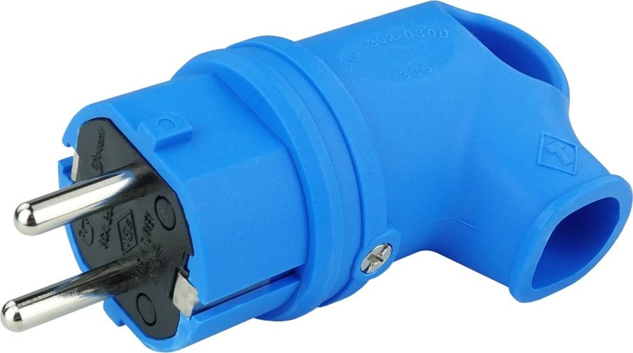 TP Electric Wtyczka gumowa kątowa 16A 230V niebieska Schuko 8918