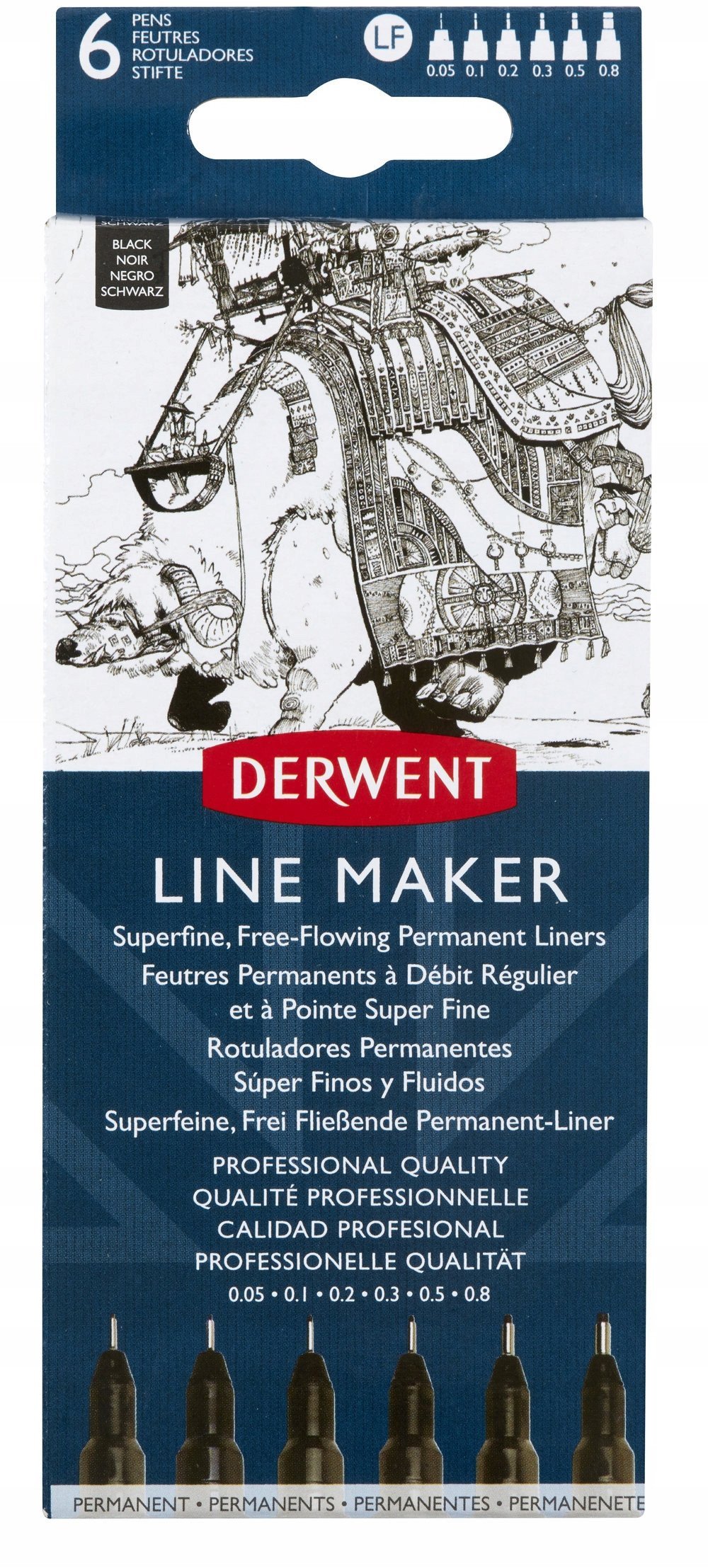 Cienkopisy Derwent Line Maker czarne 6